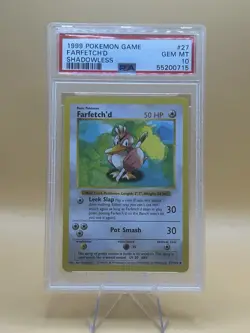 1999 Pokemon Shadowless Base Set Farfetch’d #27 PSA 10 - Image 1