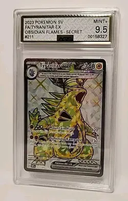 AGS 9.5 Tyranitar EX Ultra Rare FA #211/197 2023 Pokemon Obsidian Flames Graded - Image 2
