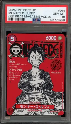 One Piece CCG Monkey.D.Luffy One Piece Magazine Vol. 20 Japanese ST21-014 PSA 10 - Image 1