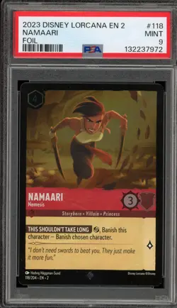 Disney Lorcana Namaari Nemesis Rise of the Floodborn Cold Foil #118 PSA 9 Mint - Image 1