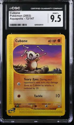 Cubone Aquapolis 72/147 CGC 9.5 MINT+ Pokemon Card 2003 E-Series - Image 2