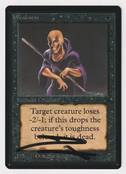 Signed Weakness NM Beta (Limited Edition) Artist Douglas Shuler 1993 MTG Magic! - Image 1