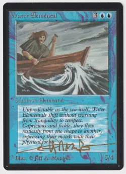 Gold Signed Water Elemental NM Beta Artist Jeff A. Menges 1993 WOTC MTG Magic! - Image 1