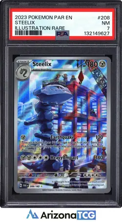 Pokemon 2023 Steelix 208/182 Full Art Illustration Rare Paradox Rift PSA 7 - Image 1