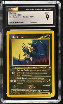 CGC MINT 9 Pokemon Murkrow 46/64 2001 Neo Revelation 1st Edition - Image 1