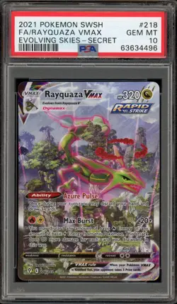 Pokemon Rayquaza VMAX Evolving Skies Full Alt Art #218 DAMAGED SLAB PSA 10 - Image 1