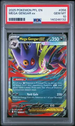 2025 POKEMON PFL EN-PHANTASMAL FLAMES #056 MEGA GENGAR EX PSA 10 - Image 1