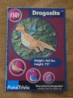 Dragonite Pokemon Poketrivia MewTwo Movie Card Burger King Vintage - Image 1