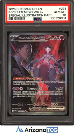Pokemon 2025 Team Rocket's Mewtwo ex 231/182 SIR Destined Rivals GEM MINT PSA 10 - Image 1