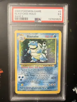 Pokemon TCG Blastoise Holo Unlimited Rare Card Base Set 2/102, PSA 5 - Image 1