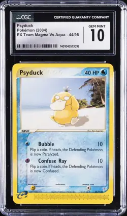2004 POKEMON EX TEAM MAGMA VS AQUA #44/95 PSYDUCK CGC 10 GEM MINT - Image 1