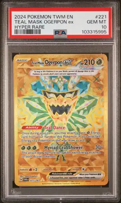 Pokemon Teal Mask Ogerpon ex Twilight Masquerade Hyper Rare #221 PSA 10 Gem Mint - Image 1