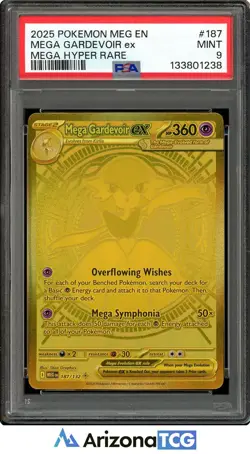 Pokemon 2025 Mega Gardevoir Ex 187/132 Gold Hyper Rare Mega Evolution PSA 9 - Image 1