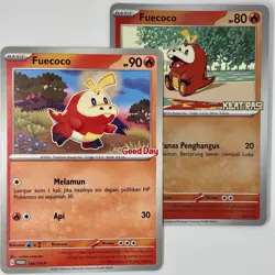 2x Fuecoco Promo Good Day & Surging Sparks NM Pokemon TCG Indonesia Special - Image 1