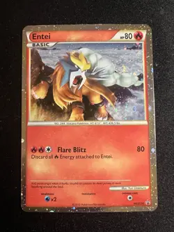 Pokemon Entei Holo Shiny Double SWIRL Promo Card HGSS20 - Image 1