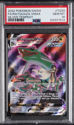 2022 POKEMON SWORD & SHIELD SILVER TEMPEST #TG20 FULL ART/RAYQUAZA VMAX PSA 10 - Image 1
