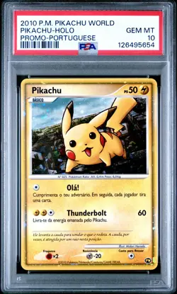2010 POKEMON WORLD COLL PORTUGUESE-DO NOT USE PIKACHU-HOLO PSA 10 - Image 1