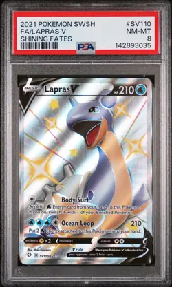 2021 POKEMON SWORD & SHIELD SHINING FATES #SV110 FULL ART/LAPRAS V PSA 8 - Image 1