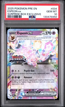 2025 POKEMON PRE EN-PRISMATIC EVOLUTIONS SURPRISE BOX EXCLUSIVE ESPEON EX PSA 10 - Image 1