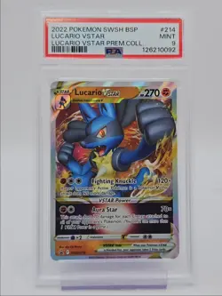 LUCARIO VSTAR 2022 POKEMON PREMIUM COLLECTION BLACK STAR #SWSH214 PSA 9 Q0004 - Image 1