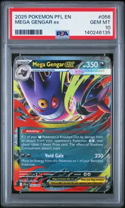 2025 POKEMON PFL EN-PHANTASMAL FLAMES #056 MEGA GENGAR EX PSA 10 - Image 1