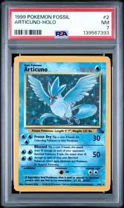 1999 POKEMON FOSSIL #2 ARTICUNO-HOLO PSA 7 - Image 1