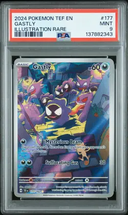 2024 POKEMON TEF EN-TEMPORAL FORCES ILLUSTRATION RARE #177 GASTLY PSA 9 - Image 1