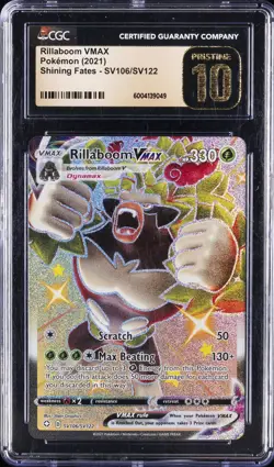 2021 POKEMON SHINING FATES #SV106 RILLABOOM VMAX CGC 10 PRISTINE - Image 1