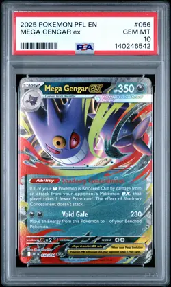 2025 POKEMON PFL EN-PHANTASMAL FLAMES #056 MEGA GENGAR EX PSA 10 - Image 1