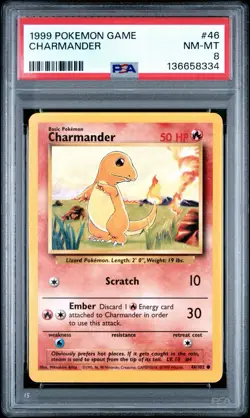 Charmander - Pokemon 1999 - 046/102 - Base Set - Regular - PSA 8 - Image 1