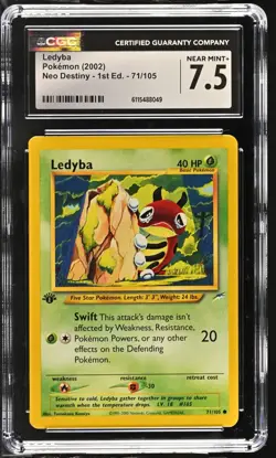 CGC NEAR MINT+ 7.5 Pokemon Ledyba 71/105 2002 Neo Destiny 1st Edition - Image 1
