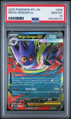 2025 POKEMON PFL EN-PHANTASMAL FLAMES #056 MEGA GENGAR EX PSA 10 - Image 1