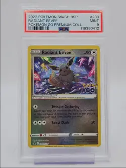 RADIANT EEVEE 2022 POKEMON GO PREMIUM BLACK STAR PROMO #SWSH230 PSA 9 Q0004 - Image 1
