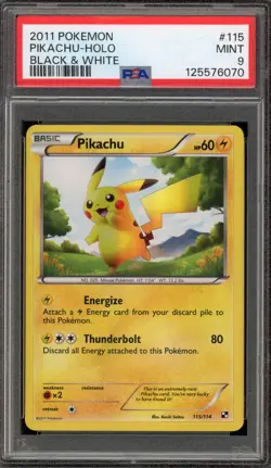 Pokemon Pikachu Black & White Holo Secret Rare #115 PSA 9 Mint - Image 1