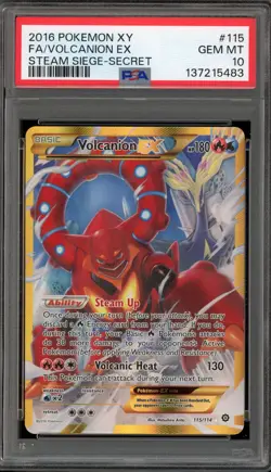 Pokemon Volcanion EX XY Steam Siege Secret Rare Full Art #115 PSA 10 Gem Mint - Image 1