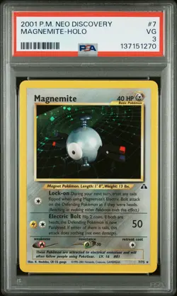 2001 POKEMON NEO DISCOVERY #7 MAGNEMITE-HOLO PSA 3 - Image 1