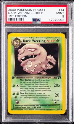2000 POKEMON ROCKET 1ST EDITION #14 DARK WEEZING-HOLO PSA 9 - Image 1