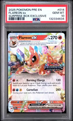 2025 POKEMON PRE SURPRISE BOX EXCLUSIVE #014 FLAREON EX PSA 10 - Image 1