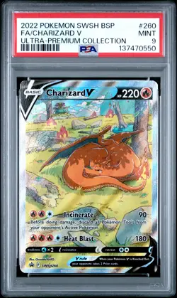 2022 POKEMON SWSH ULTRA-PREMIUM COLLECTION #260 FULL ART/CHARIZARD V PSA 9 - Image 1