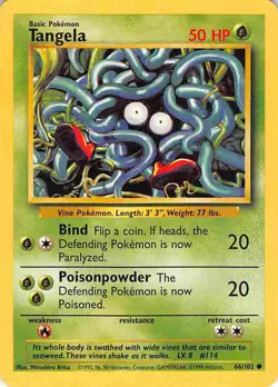 Tangela 66/102 Common Base Set Pokemon LP - Image 1