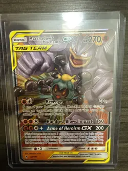 2019 Pokemon Sun & Moon Unbroken Bonds Marshadow Machamp Tag Team Holo #82/214 - Image 1