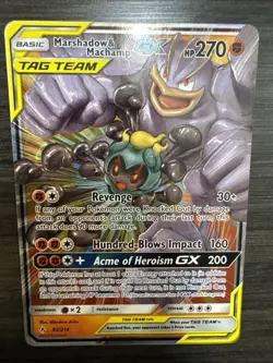 2019 Pokemon Sun & Moon Unbroken Bonds Marshadow Machamp Tag Team Holo #82/214 - Image 2