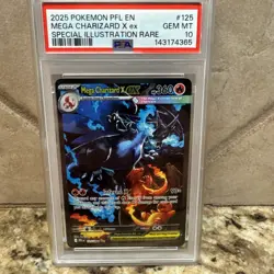 2025 POKEMON PFL EN-PHANTASMAL FLAMES #125 MEGA CHARIZARD X EX PSA 10 - Image 1