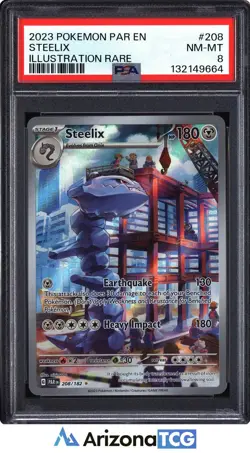 Pokemon 2023 Steelix 208/182 Full Art Illustration Rare Paradox Rift PSA 8 - Image 1