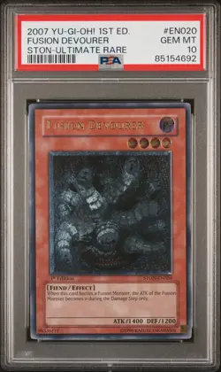 Fusion Devourer STON-EN020 1st Edition-ultimate Rare Yugioh PSA 10 *692 - Image 1
