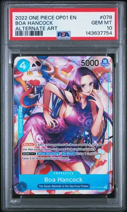 2022 ONE PIECE OP01-ROMANCE DAWN ALTERNATE ART #078 BOA HANCOCK PSA 10 - Image 1