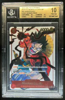 2025 One Piece Promos Monkey.D.Luffy 3rd Anniversary Prize SR #ST01-012 BGS 10 - Image 1