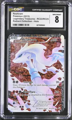 CGC 8 Reshiram Legendary Treasures RC22/RC25 Radiant Collection Pokemon Card - Image 1