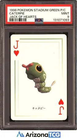Pokemon 1998 Caterpie Jack Of Hearts Stadium Green Playing Card Japanese PSA 9 - Image 1