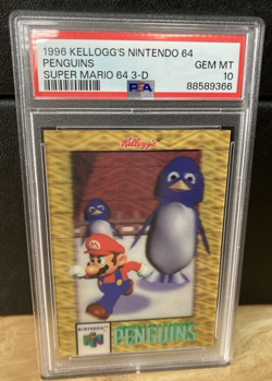 1996 PSA 10 Super Mario 64 3D Penguins Nintendo Gem Mint Card - Image 1
